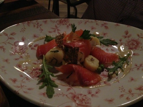 House Cured Salmon, capers, new potato salad - $14
